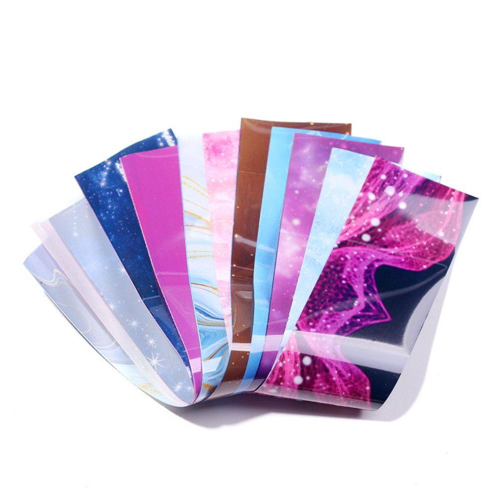 DIACHAVN Set 10 Tấm Giấy Foil Họa Tiết Cẩm Thạch Dán Móng Nghệ Thuật