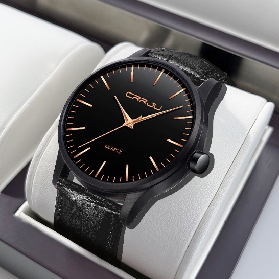 Đồng hồ CRRJU 2117 XL dây da chống nước phong cách doanh nhân cho nam