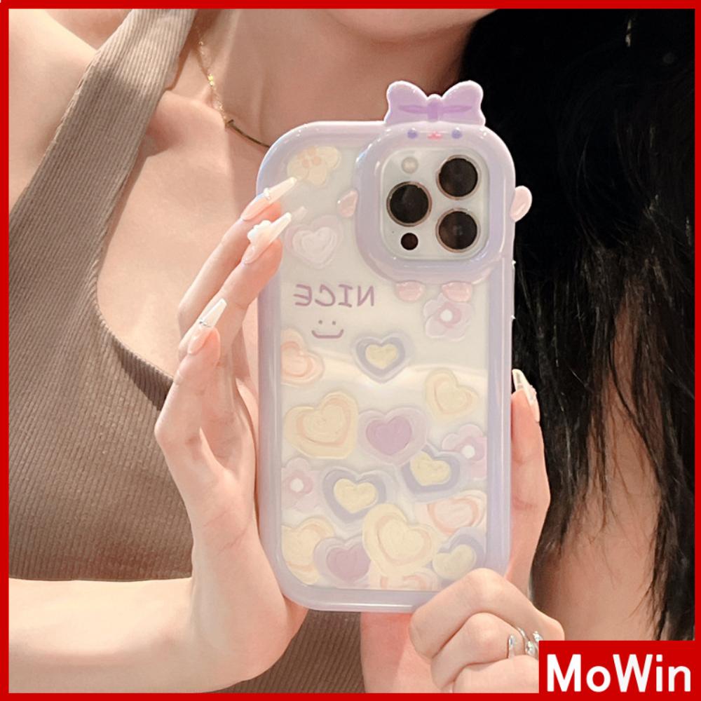 Ốp điện thoại silicon trong mịn in tim tím thích hợp cho iPhone 11 Pro Max 13 Pro Max 12 Pro Max 7Plus xr XS Max