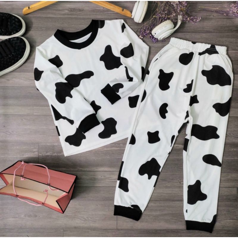 BỘ CON BÒ SỮA DÀI TAY CHO TRẺ EM CÓ ẢNH THẬT SET BÒ SỮA HOT TREND DÀNH CHO TRẺ EM