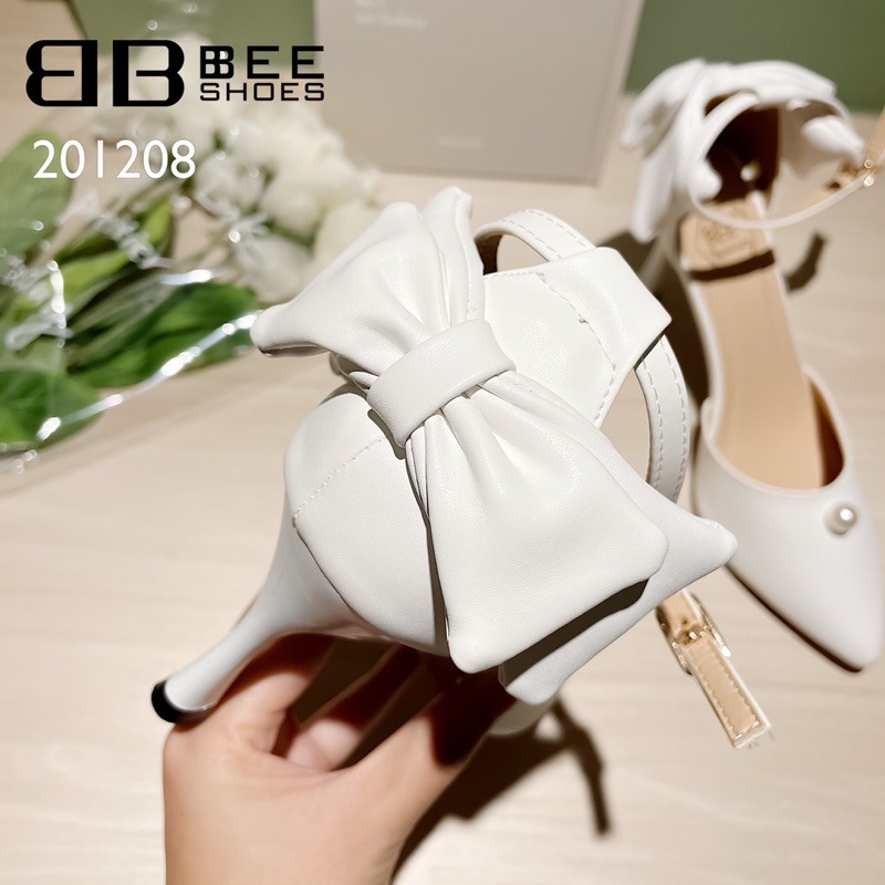 BEESHOES - GIÀY CAO GÓT NỮ MŨI NHỌN GÓT NHỌN - GIÀY CAO GÓT NỮ MŨI NHỌN GÓT NHỌN CAO 7 PHÂN SẴN MÀU BE - TRẮNG 201208