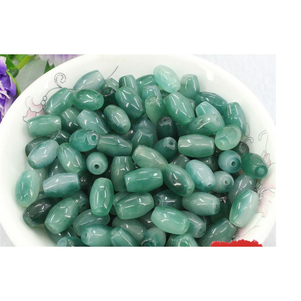 2 viên Lu thống đá thiên nhiên 8x12mm màu sáng đẹp
