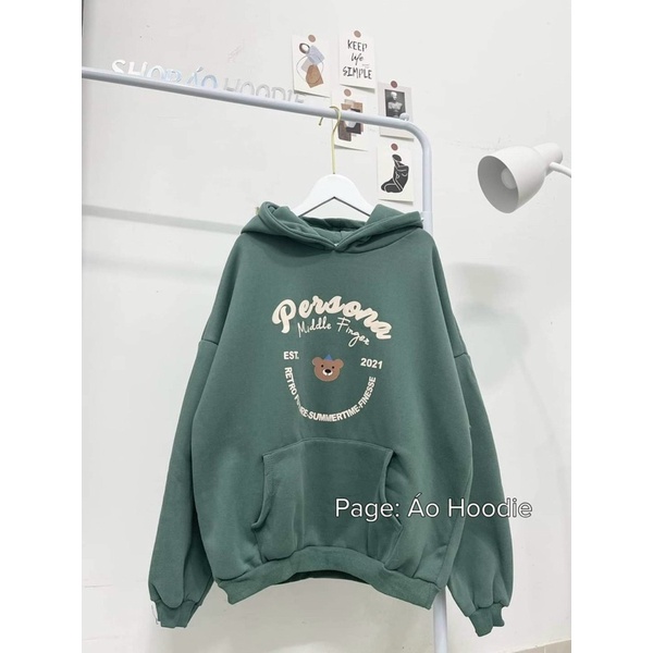 Áo nỉ hoodie in pear gấu Space Form Rộng Tay Bồng Mũ 2 Lớp. nganunisex