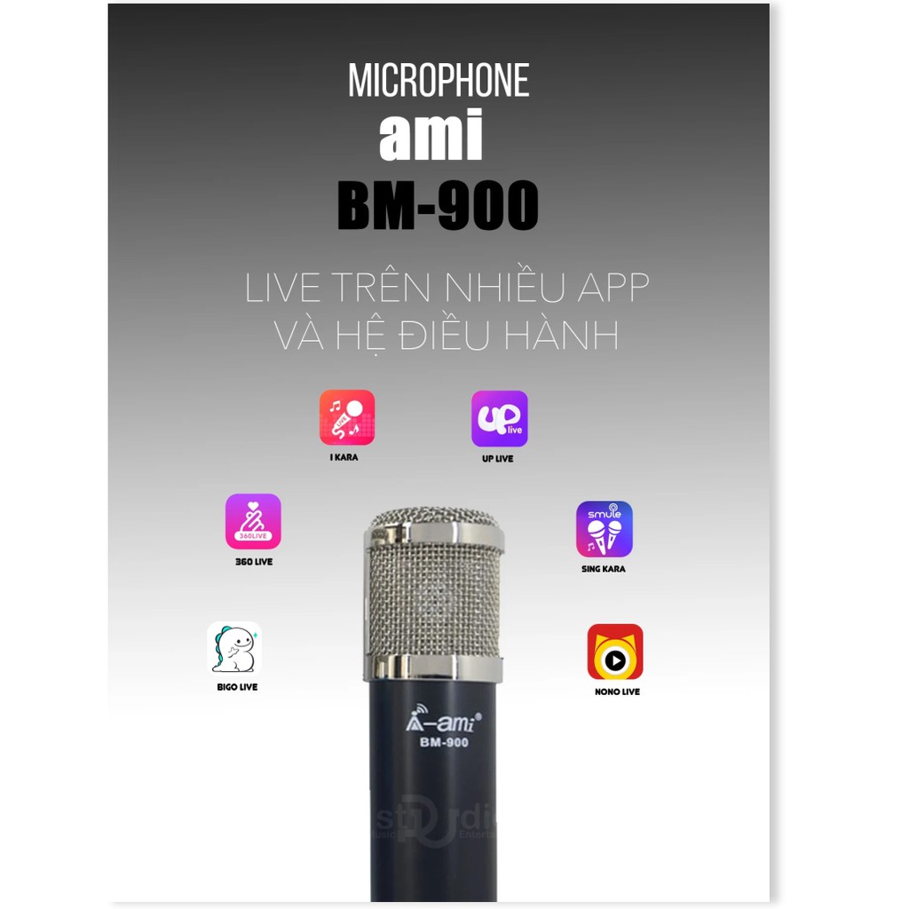 [XẢ KHO GIÁ SIÊU SỐC] Combo Micro AMI BM900 + Sound Card V9 – Bản tiếng Anh. Thu âm  hát  karaoke ,live stream Tốt Nh.ất