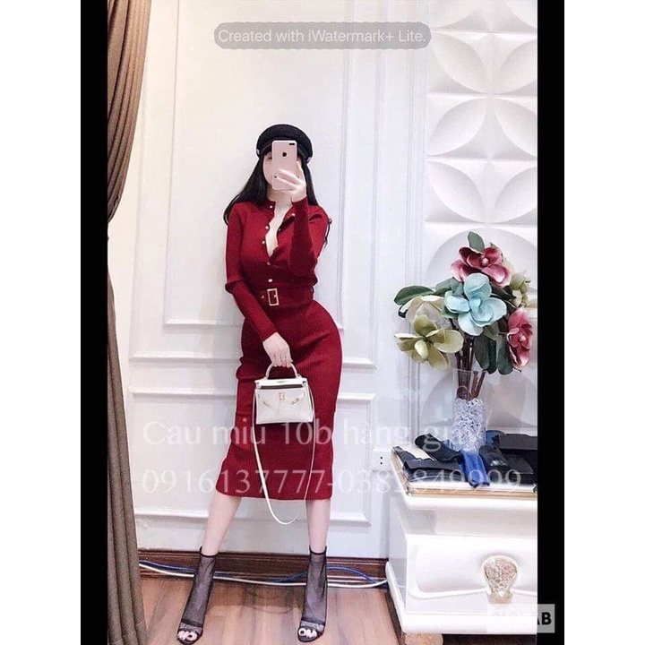 Váy len cúc bấm kèm belt mới(kèm ảnh thật,video) | BigBuy360 - bigbuy360.vn