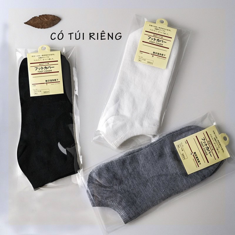 Tất vớ nam nữ 5 ĐÔI cổ ngắn vải cotton mềm, thoáng khí, chống hôi chân