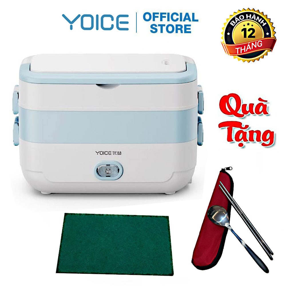 Hộp cơm cắm điện văn phòng YOICE 2 tầng có chức năng giữ nhiệt,hâm nóng và tự nấu chín thức ăn +Tặng thìa,đũa inox