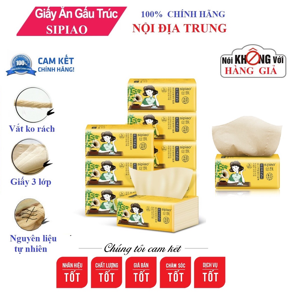 [100% CHÍNH HÃNG] THÙNG 30 GÓI GIẤY ĂN GẤU TRÚC SIPIAO 6021 NỘI ĐỊA TRUNG