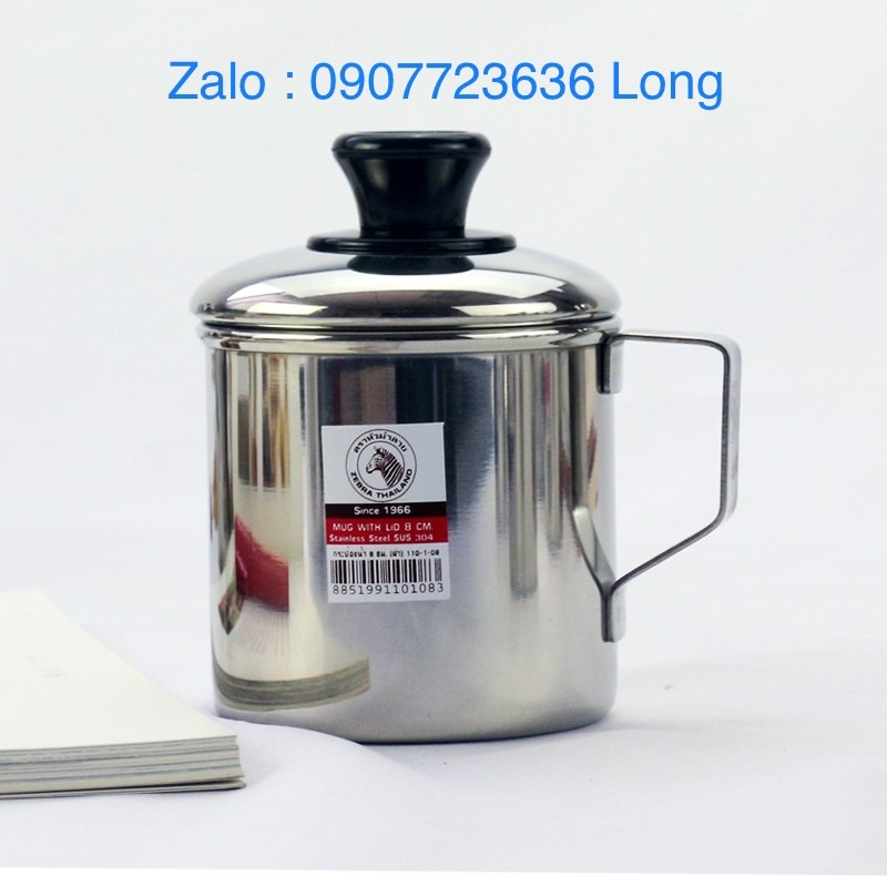 Ca Nước Inox 304 Zebra Có Nắp Nhập khẩu Thái Lan Size số 8cm - 9cm - 10cm - 11cm- 12cm - 14cm