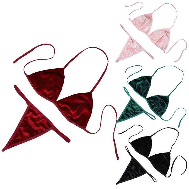 Bộ đồ lót nữ lọt khe vải nhung siêu đẹp - Bộ Đồ lót nữ lọt khe sexy CM052