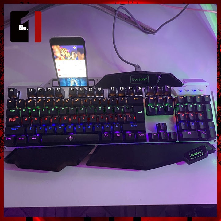 Bàn Phím Cơ Gaming Máy Tính Bosston MK915 Led Rgb Bàn Phím Dây Keycap Xuyên Led Vi Tính Laptop Chơi Game