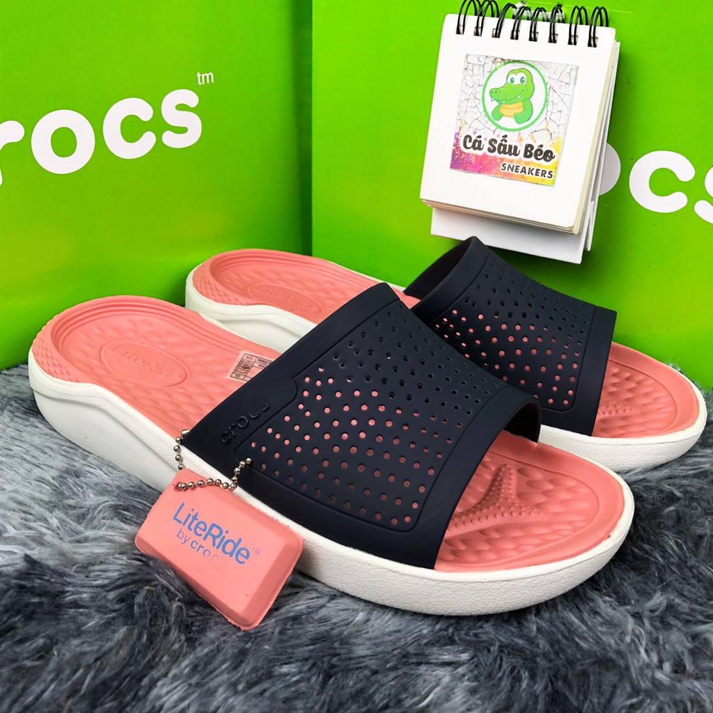 Dép Quai Ngang Cross Literide Nam Nữ Màu Hồng Navy siêu êm, full box, full tag. Freeship, hỗ trợ đổi trả.