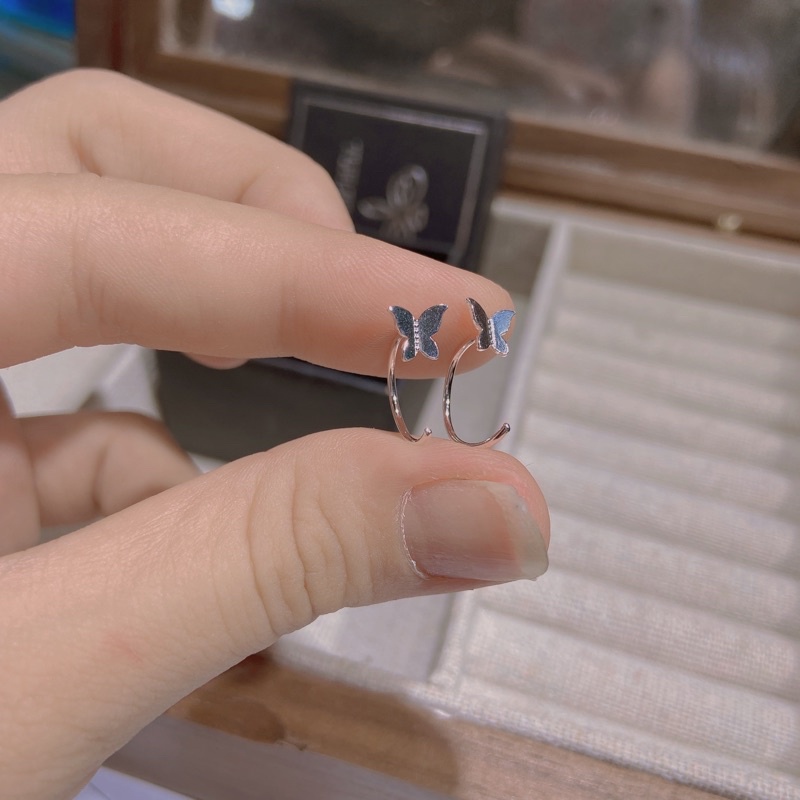 Khuyên tai bạc nữ TLEE cánh bướm dáng móc cá tính, đơn giản TleeJewelry B0196