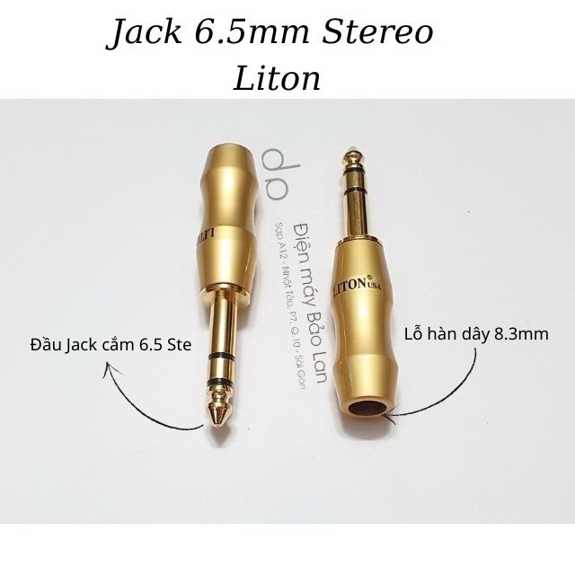 Jack 6.5 Stereo Liton USA Cao Cấp, Xi Vàng 24k Từ Trong Ra Ngoài, Giá SL 1 Cái, Bảo Hành 6 Tháng