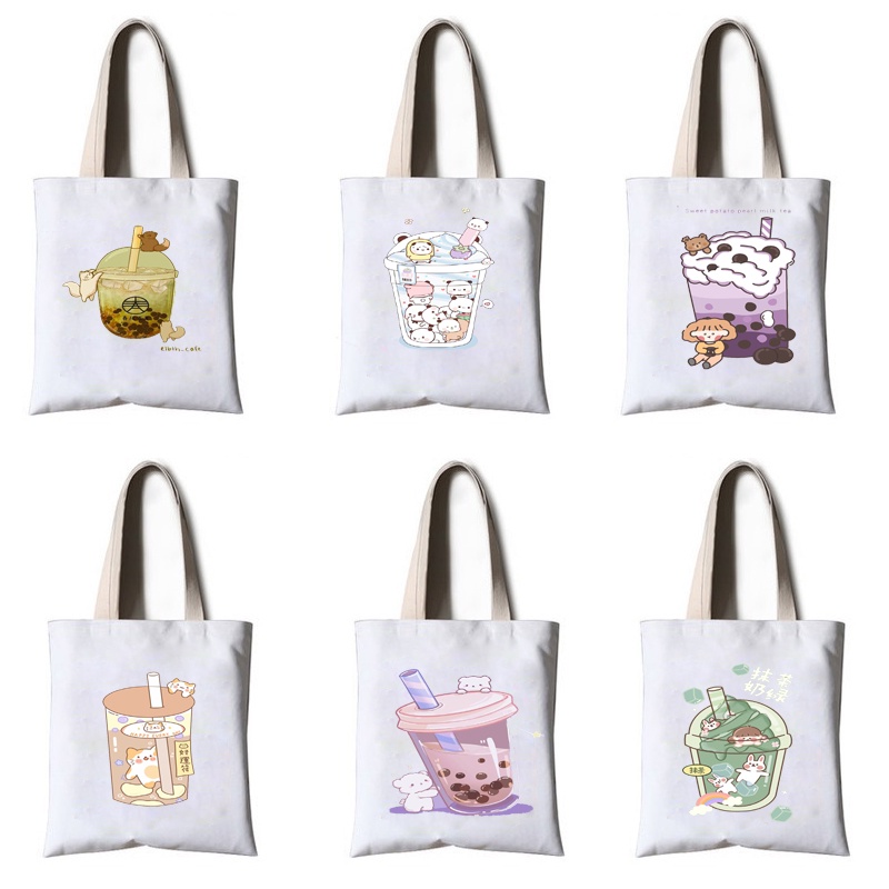 Túi tote trà sữa túi tote boba tea thần tượng TT27 hoạt hình