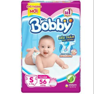 TPHCM - RÃNH THẤM KIM CƯƠNG - Bỉm - Tã dán Bobby S56 cho bé từ 4-7kg