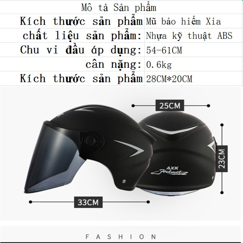 Mũ bảo hiểm nhiều màu sắc, Nón bảo hiểm 3/4 đầu kiểu dáng nón sơn, nhiều màu, cao cấp, chính hãng cho nam và nữ