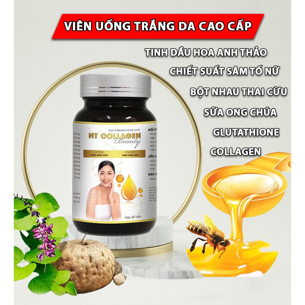 [HIỆU QUẢ SAU 1 THÁNG] Viên uống trắng da căng mịn da bổ sung Collagen HT Collagen