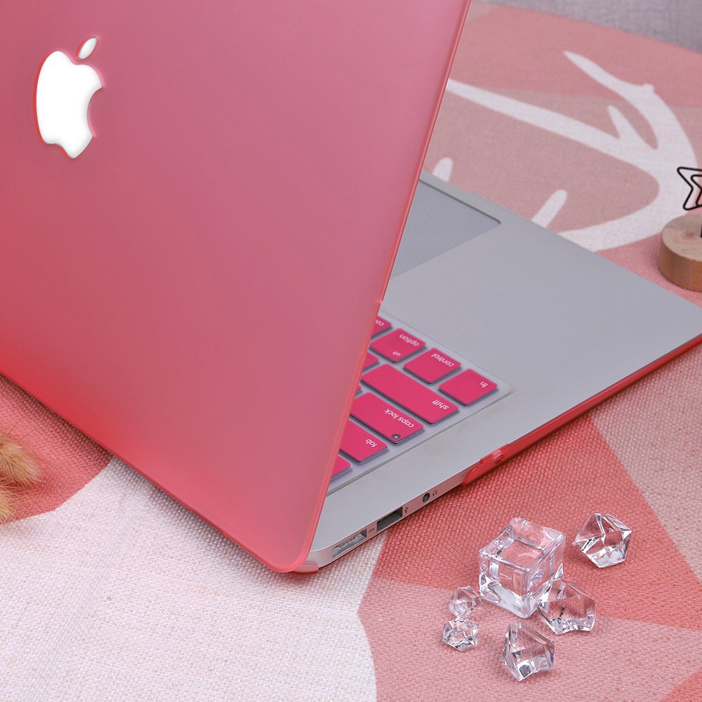 Ốp máy tính màu hồng kèm lớp phim bảo vệ bàn phím cho Macbook Air 11/Pro 13/15 Retina