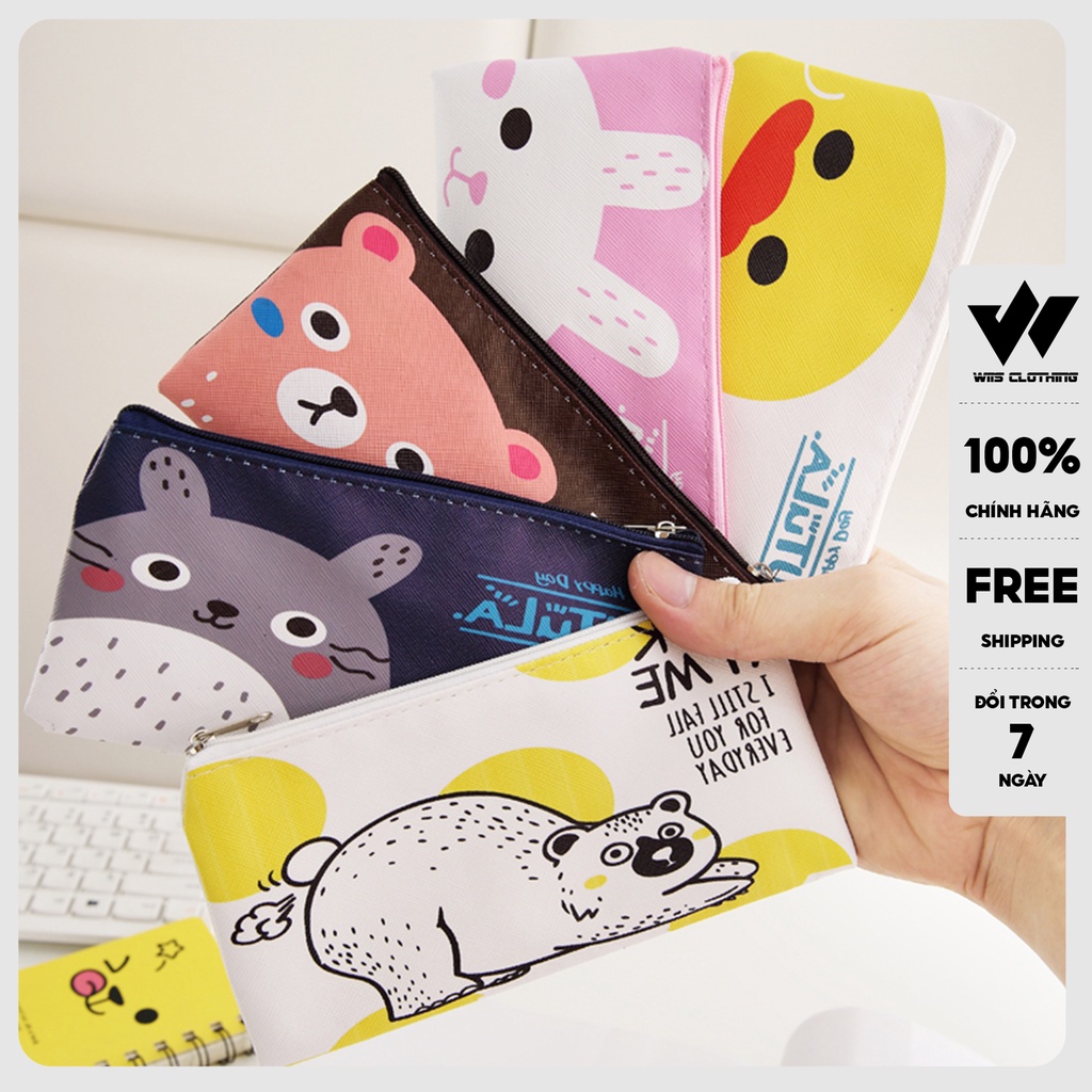 Túi đựng bút WIIS da Pu đựng viết, điện thoại, mắt kính kich thước 18.5CM x 9CM