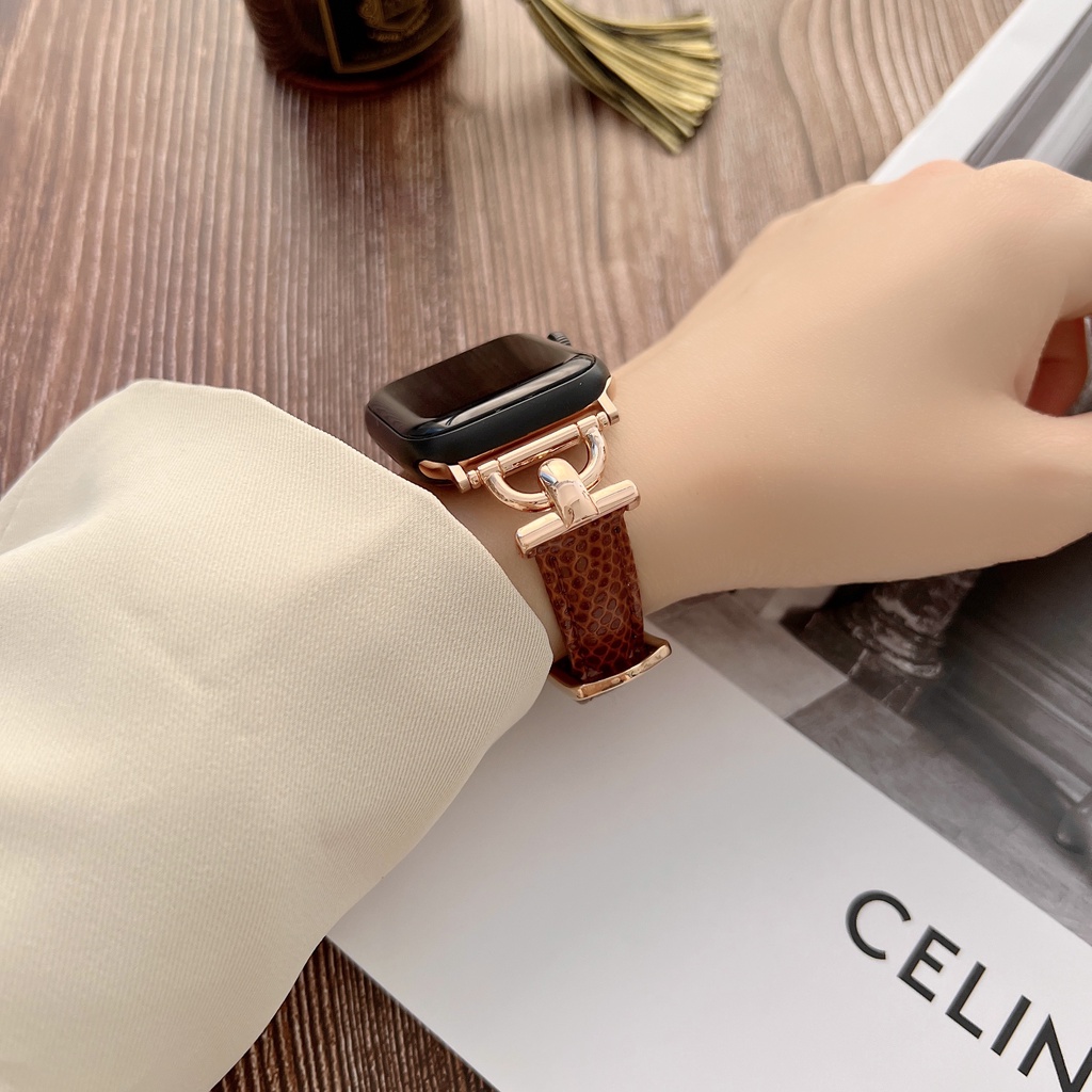 Dây Da HọA TiếT Da Cá SấU Siêu MỏNg Cho ĐồNg Hồ iwatch 7 SE 6 5 4 3 2 1 41mm 45mm 40mm 44mm 38mm 42mm