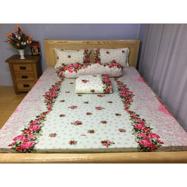 Bộ drap thun❤️FREESHIP❤️ga thun lạnh Hàn Quốc mẫu hoa hồng ( 01 ga, 03 áo gối)