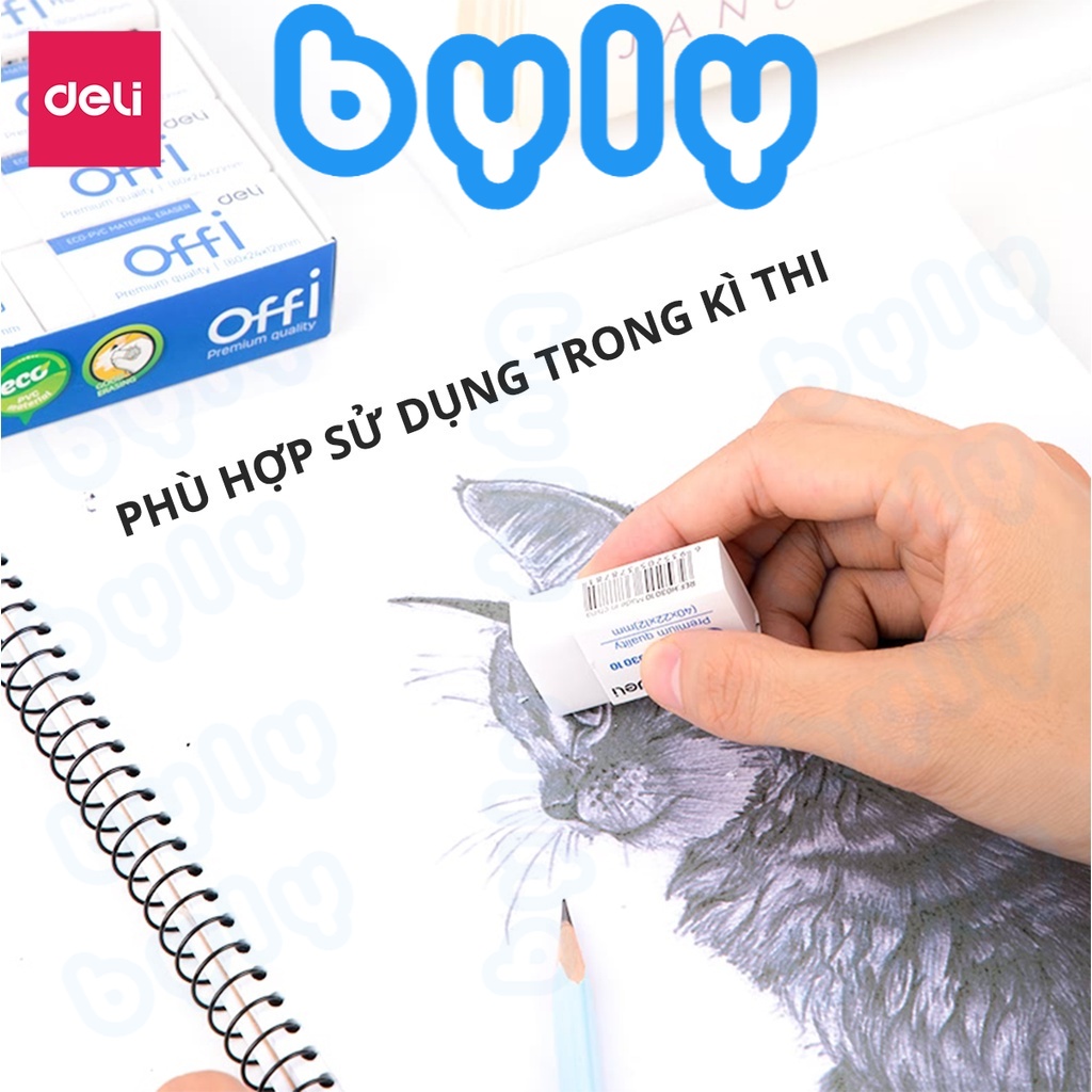 [Ship hỏa tốc] Gôm tẩy bút chì màu trắng Deli EH00110 - ByLy Store