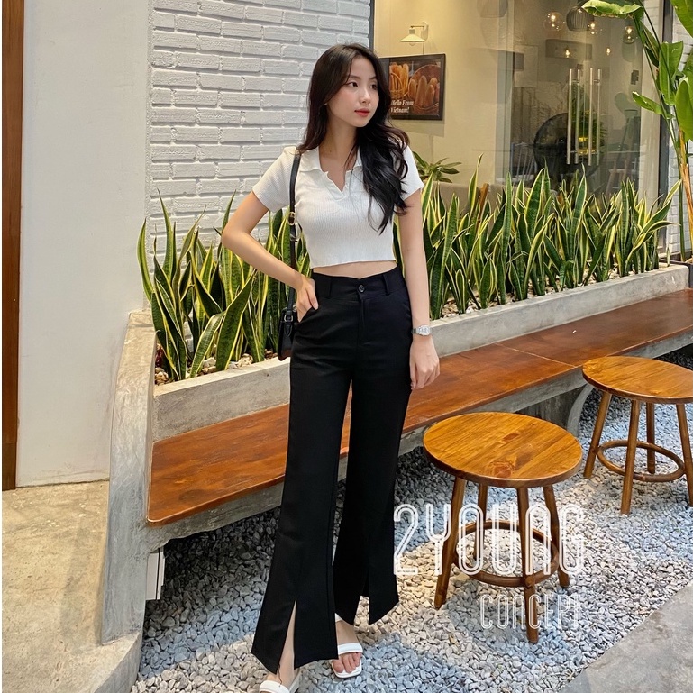 [2YOUNG] [ẢNH THẬT SHOP CHỤP] Áo len cổ polo croptop A1615
