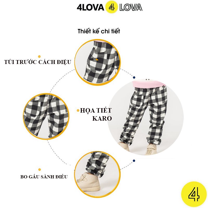 Quần thun jogger cho bé 4LOVA, chất nỉ cotton phối túi trước đẹp cá tính khoẻ khoắn