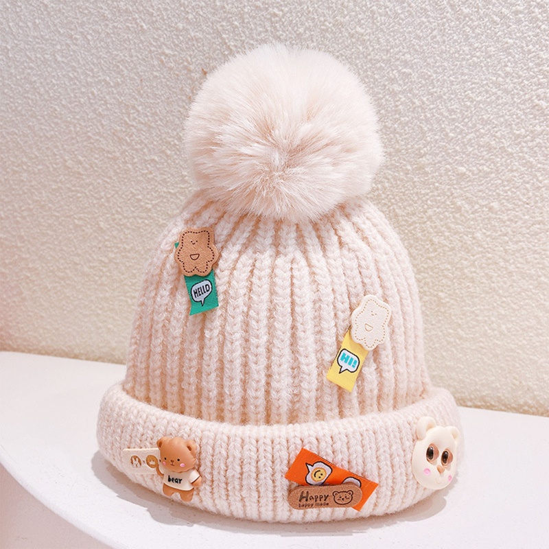 Mũ Len Beanie Họa Tiết Hoạt Hình Dễ Thương Cho Bé