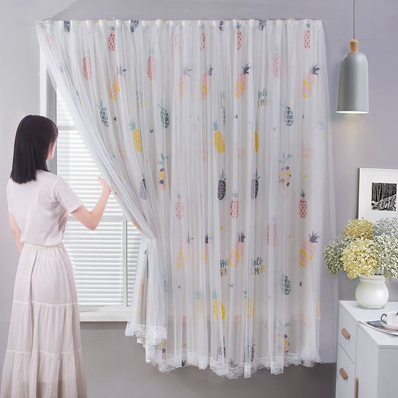 Bộ rèm treo cửa sổ kèm khóa dán và dây buộc trang trí phòng ngủ xinh xắn