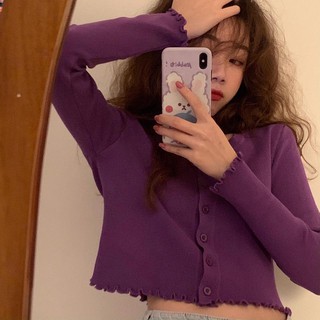 Áo croptop hở bụng tay dài có nút cài cúc áo ulzzang ( 5 màu )
