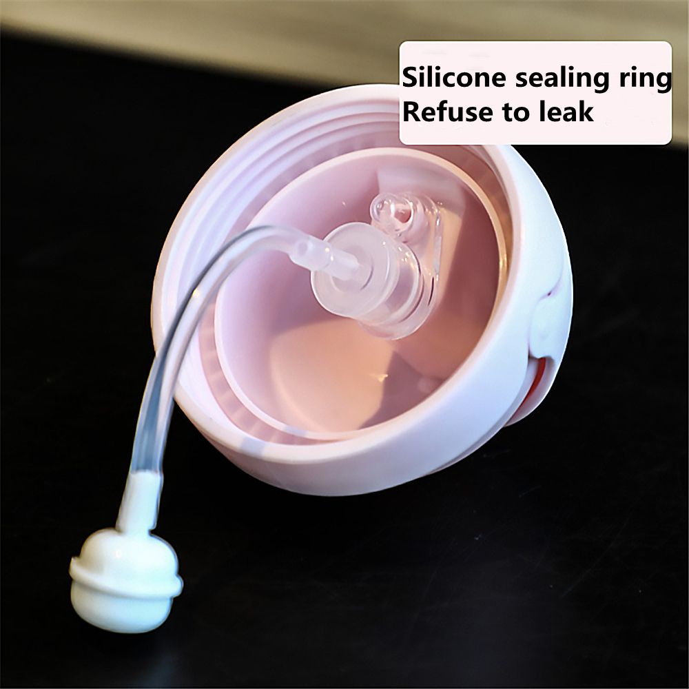 Bình nước có tay cầm và ống hút dung tích 250ml họa tiết hoạt hình dành cho bé