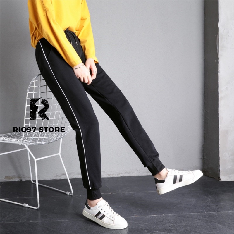 Quần Jogger 1 Sọc Nhỏ Nam Nữ Chất Thun Poly Cotton 4 Chiều Cao Cấp Kiểu Dáng Thể Thao Năng Động RIO97 STORE