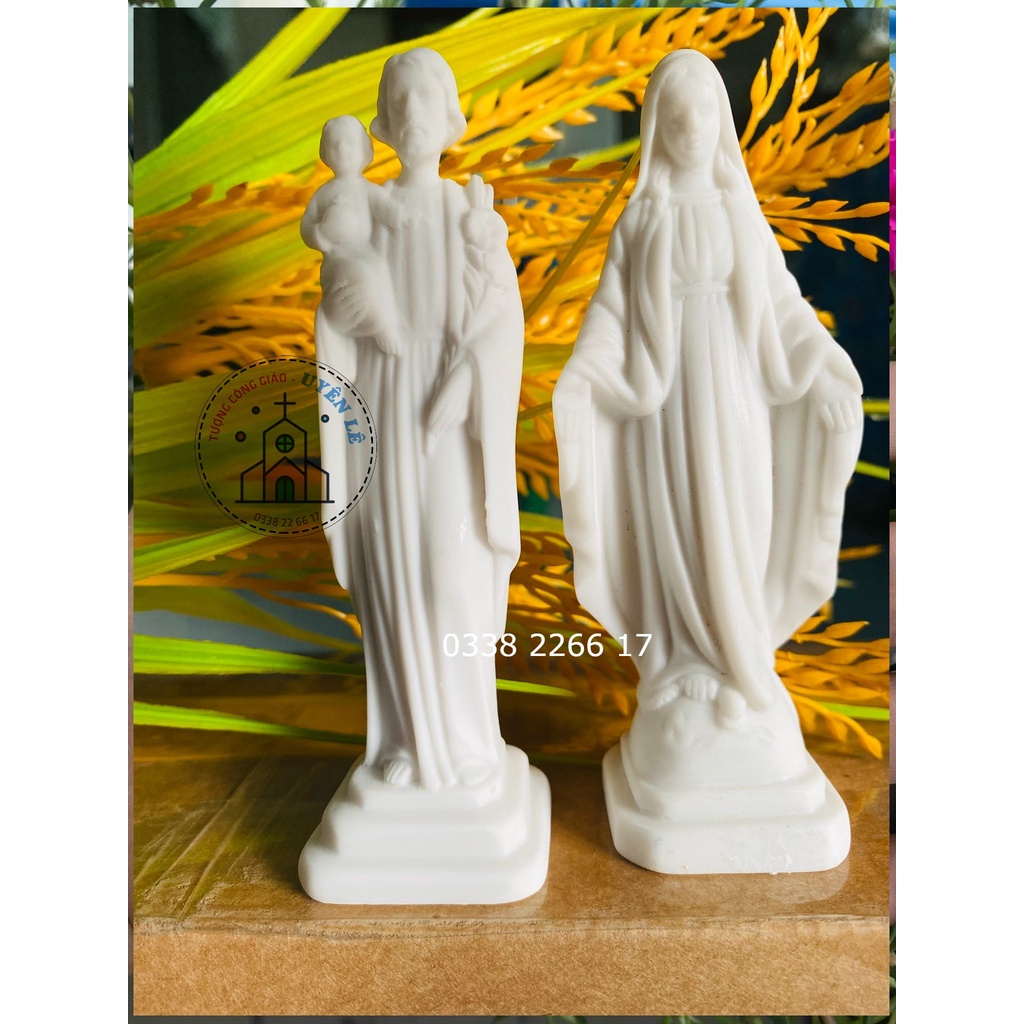 Tượng công giáo Tượng Thánh Giuse và Mẹ Maria 10cm trắng