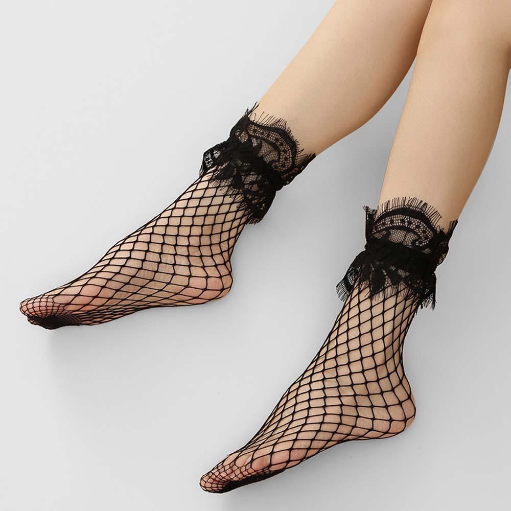 SOMEDAYZL Tất Lưới Nylon Phối Ren Phong Cách Hàn Quốc Cho Nữ