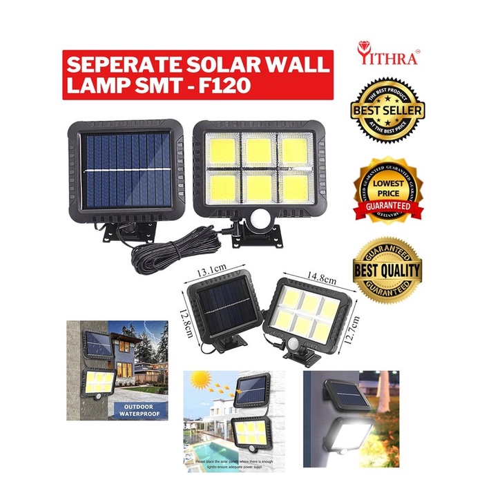 Bộ Đèn Năng Lượng Mặt Trời Siêu Sáng COB 6 Led F120 16x14cm Kèm Giá Đỡ Và Remote Điều Khiển