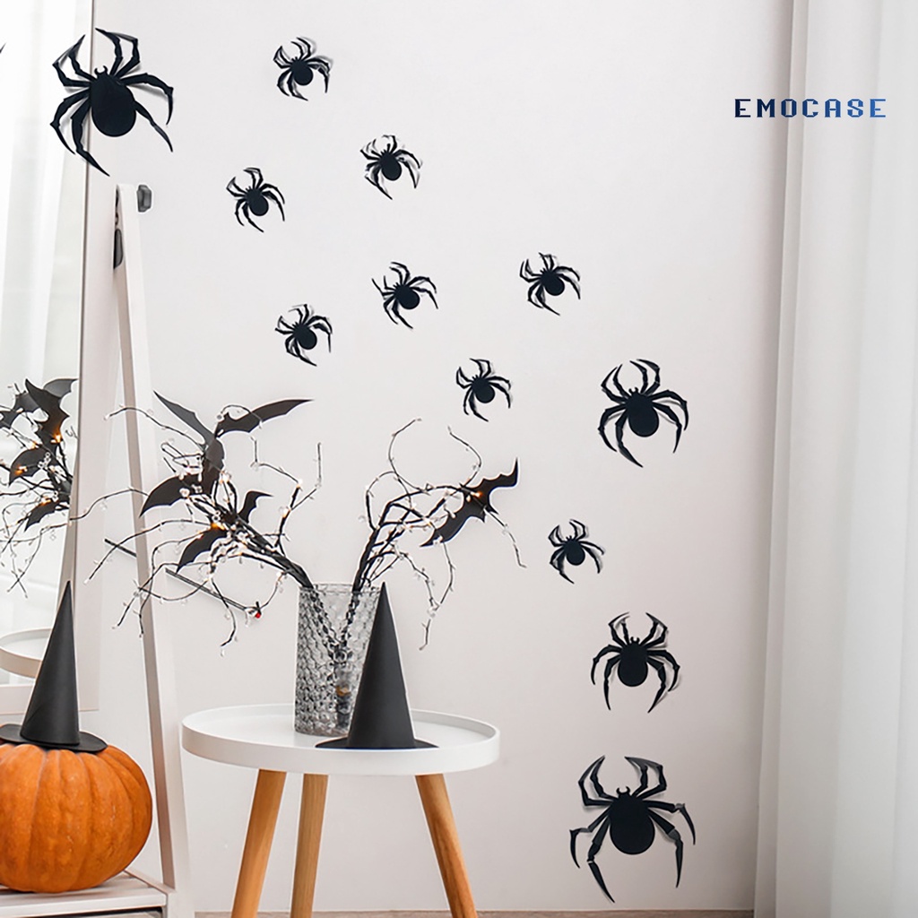 Set 12 Miếng Dán Tường Trang Trí Hình Nhện DIY