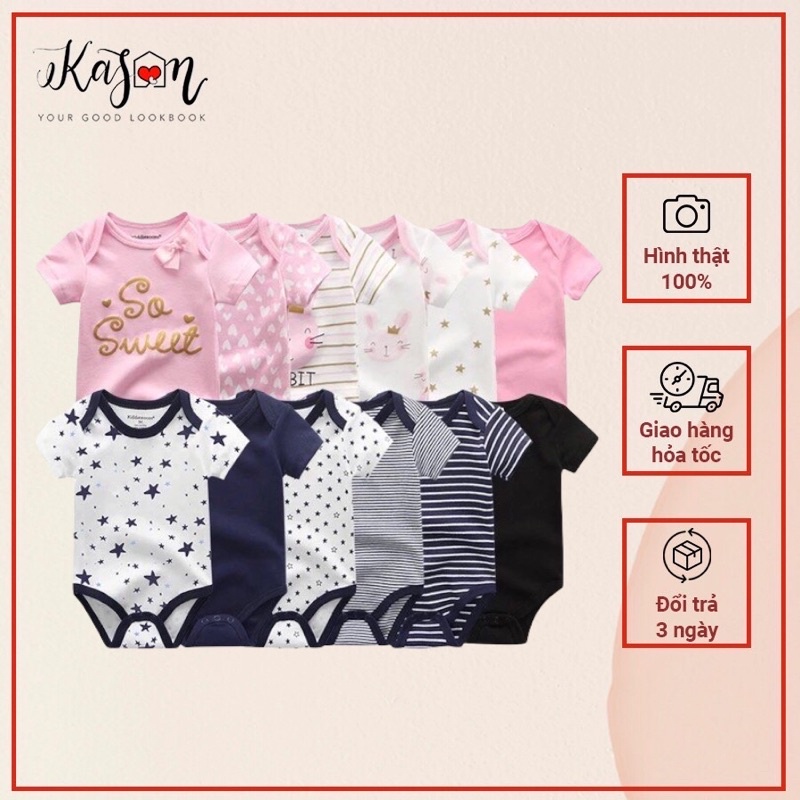 Set 5 Áo Bodysuit Ngắn Tay Dành Cho Bé Từ 0-24 Tháng mẫu ngẫu nhiên