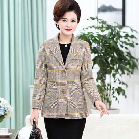 Áo Khoác Vest Dáng Ngắn Thời Trang Xuân Thu Cho Phụ Nữ Trung Niên 50 Tuổi