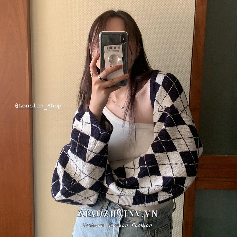 Xiaozhainv Áo Khoác Cardigan Dệt Kim Tay Dài Kẻ Sọc Kiểu Cổ Điển Hàn Quốc Thời Trang - Hàng nhập khẩu