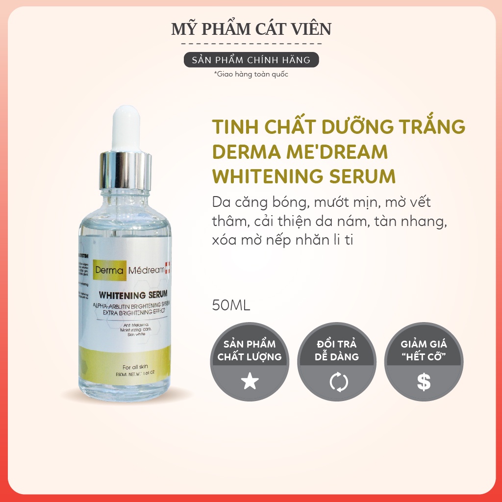 Serum dưỡng trắng Derma, chăm sóc da giảm thâm mờ nám tàn nhang, dưỡng trắng, dưỡng ẩm Me'dream WHITENING SERUM