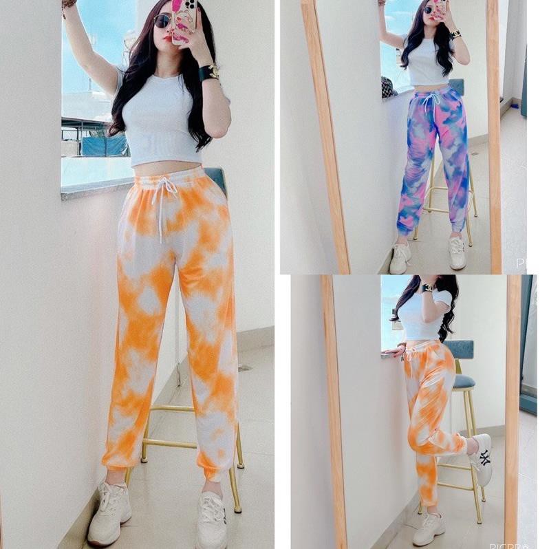 Set áo thun quần loang màu, Set bộ thể thao nữ loang màu hàng cao cấp | BigBuy360 - bigbuy360.vn