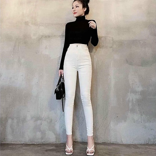 [Mã FAMARAL1 giảm 10K đơn 50K] Quần jean nữ lưng cao bò giấy skinny cạp cao siêu co giãn M54