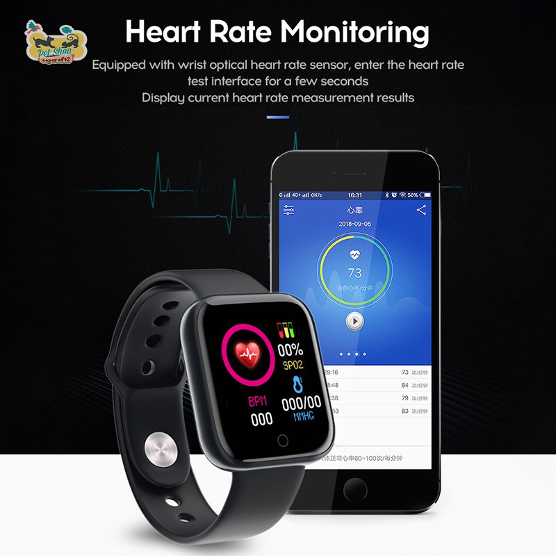 Y68 Smart Watch IP67 Waterproof Smart Bracelet Bluetooth Wristband Relo Heart Rate Monitor Sports Fitness Smart Band