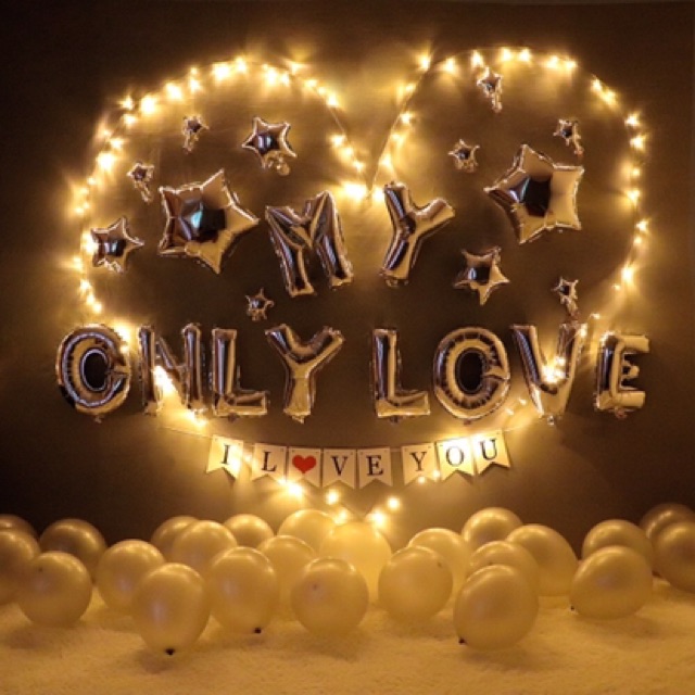 Set bóng happy anniversary bóng chữ, set trang trí bóng kỉ niệm, tình yêu