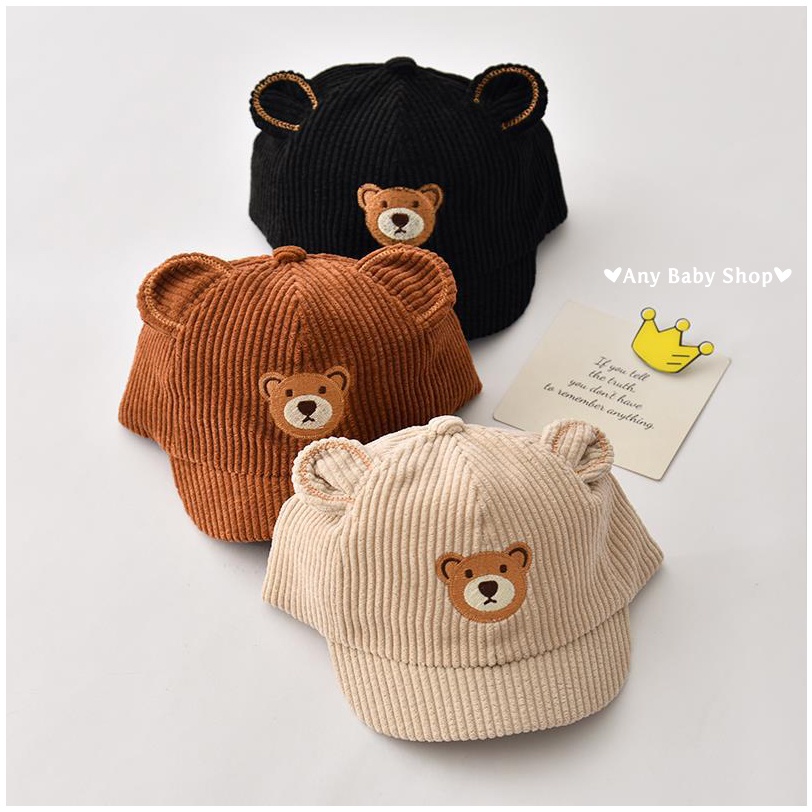 Mũ nón lưỡi trai hình gấu-tai gấu siêu cute 5 màu đáng yêu cho bé trai bé gái ❣❣