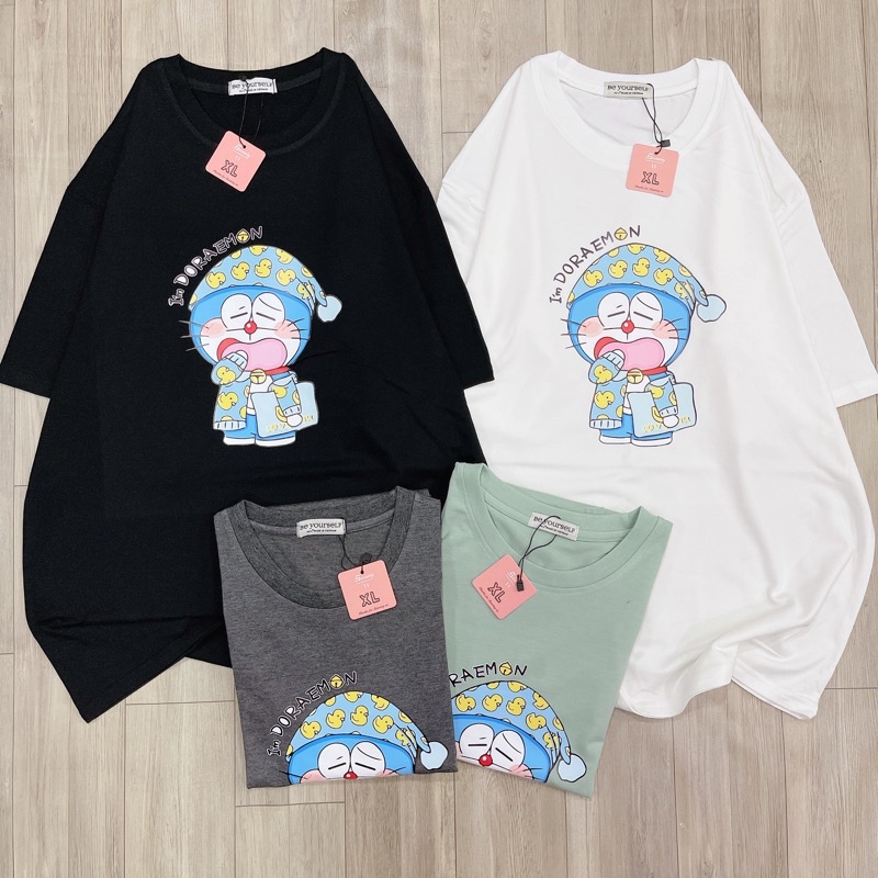 Áo Thun PHÔNG NAM NỮ UNISEX IN MÈO MÁY Ú DORAEMON