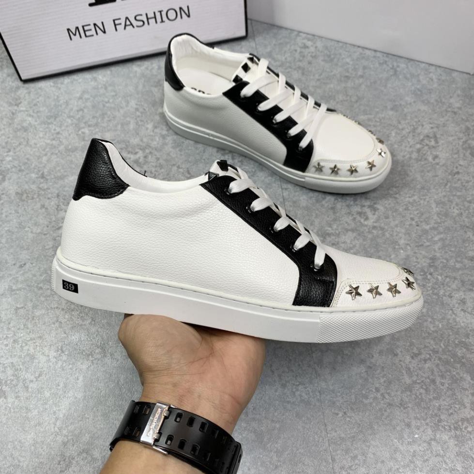 Giày nam sneaker kiểu dáng thể thao tăng chiều cao giày da nam màu trắng GB143