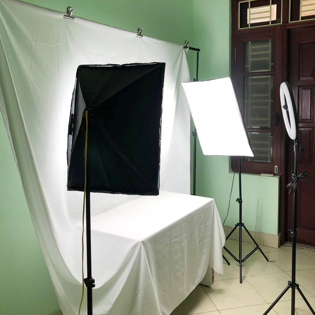 Bộ Đèn Studio Chụp Ảnh Mẫu, Livestream, Quay Phim Chuyên Nghiệp Softbox 50*70cm Chân 2m (chưa kèm bóng)